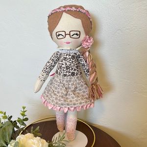 Handmade Cloth Doll Bunny Fabric, pink skirt, Big Sister, Birthday Gift …